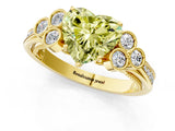 Yellow gold Fancy Yellow Heart  Cut Diamond Engagement Ring with Bezel Set Round Side Stones and Prong Setting_50