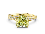 Yellow gold Fancy Yellow Heart Cut Diamond Engagement Ring with Side Stone Accents and Four-Prong Setting_12