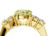 Yellow gold Fancy Yellow Heart  Cut Diamond Five-Stone Prong Set White Gold Ring_31