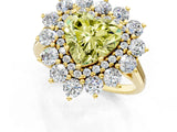Yellow gold Fancy Yellow Heart Cut Diamond Floral Double Halo Engagement Ring with Prong Setting_25