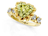 Yellow gold Fancy Yellow Heart  Cut Diamond Floral Halo Engagement Ring with Shared Prong Setting 2