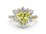Yellow gold Fancy Yellow Heart  Cut Diamond Floral Halo Pave Band with Prong Setting_36