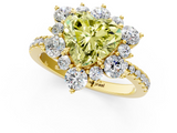 Yellow gold Fancy Yellow Heart  Cut Diamond Floral Halo Pave Band with Prong Setting_37