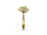 Yellow gold Fancy Yellow Heart  Cut Diamond Floral Halo Pave Band with Prong Setting_38