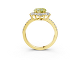 Yellow gold Fancy Yellow Heart  Cut Diamond Floral Halo Pave Band with Prong Setting_39