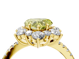 Yellow gold Fancy Yellow Heart  Cut Diamond Floral Halo Pave Band with Prong Setting_40