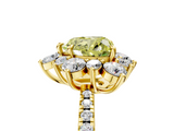 Yellow gold Fancy Yellow Heart  Cut Diamond Floral Halo Pave Band with Prong Setting_41