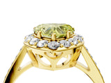 Yellow gold Fancy Yellow Heart Cut Diamond Floral Halo Ring with Pavé Band and Prong Setting_7