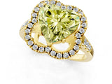 Yellow gold Fancy Yellow Heart Cut Diamond Floral Halo Split Shank Prong Setting Ring_13