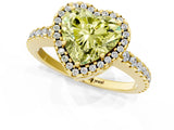 Yellow gold Fancy Yellow Heart Cut Diamond Halo Engagement Ring with Pavé Band and Prong Setting_28