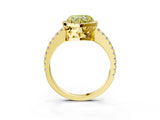 Yellow gold Fancy Yellow Heart Cut Diamond Halo Engagement Ring with Pavé Band and Prong Setting_30