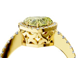 Yellow gold Fancy Yellow Heart Cut Diamond Halo Engagement Ring with Pavé Band and Prong Setting_31