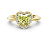 Yellow gold Fancy Yellow Heart  Cut Diamond Halo Engagement Ring with Split Shank and Four-Prong Setting_90