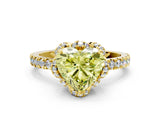 Yellow gold Fancy Yellow Heart Cut Diamond Halo Pave Band with Four-Prong Setting_3
