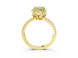Yellow gold Fancy Yellow Heart Cut Diamond Halo Pave Band with Four-Prong Setting_6