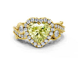 Yellow gold Fancy Yellow Heart Cut Diamond Halo Ring with Milgrain Pavé Band and Four-Prong Setting_52