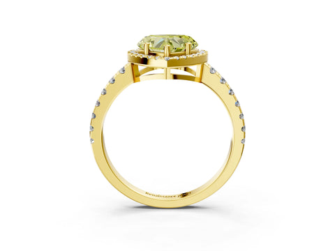 Yellow gold Fancy Yellow Heart Cut Diamond Halo Ring with Pavé Band and Four-Prong Setting_3