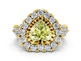 Yellow gold Fancy Yellow Heart Cut Diamond Halo Ring with Pavé Band and Four-Prong Setting_41