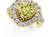 Yellow gold Fancy Yellow Heart Cut Diamond Halo Ring with Pavé Band and Four-Prong Setting_42