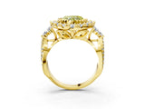 Yellow gold Fancy Yellow Heart Cut Diamond Halo Ring with Pavé Band and Four-Prong Setting_44
