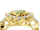 Yellow gold Fancy Yellow Heart Cut Diamond Halo Ring with Pavé Band and Four-Prong Setting_45