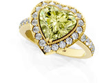 Yellow gold Fancy Yellow Heart Cut Diamond Halo Ring with Pavé Band and Prong Setting_1