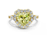 Yellow gold Fancy Yellow Heart Cut Diamond Halo Ring with Pear Side Stones and Prong Setting_70