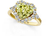 Yellow gold Fancy Yellow Heart Cut Diamond Halo Ring with Pear Side Stones and Prong Setting_71