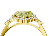 Yellow gold Fancy Yellow Heart Cut Diamond Halo Ring with Pear Side Stones and Prong Setting_74