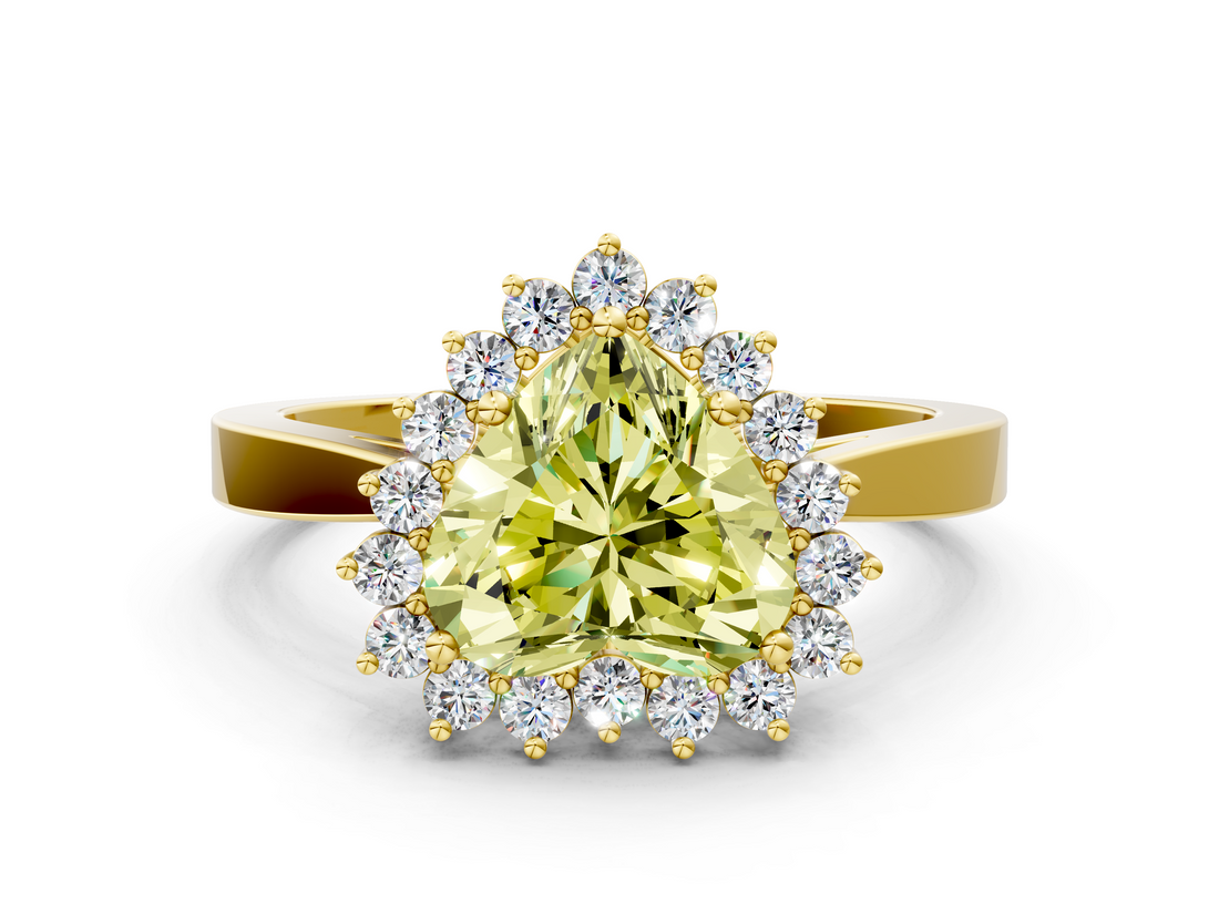 Yellow gold Fancy Yellow Heart  Cut Diamond Halo Ring with Round Brilliant Halo and Solitaire Band_72