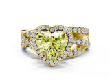 Yellow gold Fancy Yellow Heart Cut Diamond Halo Ring with Round Split Shank and Prong Setting_36