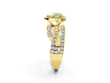 Yellow gold Fancy Yellow Heart Cut Diamond Halo Ring with Round Split Shank and Prong Setting_38