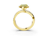 Yellow gold Fancy Yellow Heart Cut Diamond Halo Ring with Round Split Shank and Prong Setting_39