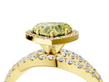 Yellow gold Fancy Yellow Heart Cut Diamond Halo Ring with Round Split Shank and Prong Setting_40