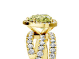 Yellow gold Fancy Yellow Heart Cut Diamond Halo Ring with Round Split Shank and Prong Setting_41