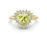 Yellow gold Fancy Yellow Heart  Cut Diamond Halo Ring with Solitaire Band and Prong Setting_53