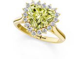 Yellow gold Fancy Yellow Heart  Cut Diamond Halo Ring with Solitaire Band and Prong Setting_54