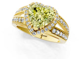 Yellow gold Fancy Yellow Heart Cut Diamond Halo Ring with Split Shank Pavé Band and Four-Prong Setting_1