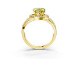 Yellow gold Fancy Yellow Heart Cut Diamond Halo Ring with Split Shank and Bezel Accents and Four-Prong Setting_3