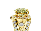 Yellow gold Fancy Yellow Heart Cut Diamond Halo Ring with Split Shank and Bezel Accents and Four-Prong Setting_5