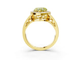 Yellow gold Fancy Yellow Heart Cut Diamond Halo Ring with Split Shank and Bezel Accents and Prong Setting_3