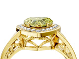 Yellow gold Fancy Yellow Heart Cut Diamond Halo Ring with Split Shank and Bezel Accents and Prong Setting_4