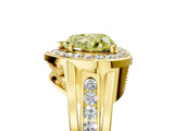 Yellow gold Fancy Yellow Heart Cut Diamond Halo Ring with Split Shank and Bezel Accents and Prong Setting_5