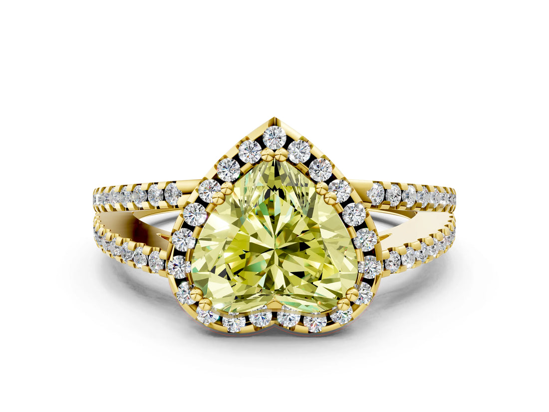 Yellow gold Fancy Yellow Heart Cut Diamond Halo Split Shank Engagement Ring_39