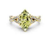 Yellow gold Fancy Yellow Heart Cut Diamond  Halo Twist Band Solitaire Prong Setting Ring_24