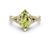 Yellow gold Fancy Yellow Heart Cut Diamond  Halo Twist Band Solitaire Prong Setting Ring_42