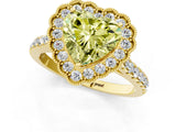Yellow gold Fancy Yellow Heart  Cut Diamond Milgrain Floral Halo Engagement Ring with Pavé Band_16