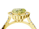 Yellow gold Fancy Yellow Heart  Cut Diamond Milgrain Floral Halo Engagement Ring with Pavé Band_19