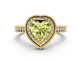Yellow gold Fancy Yellow Heart Cut Diamond Milgrain Halo Engagement Ring with Round Pavé Band and Prong Setting_24