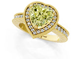 Yellow gold Fancy Yellow Heart Cut Diamond Milgrain Halo Engagement Ring with Round Pavé Band and Prong Setting_25